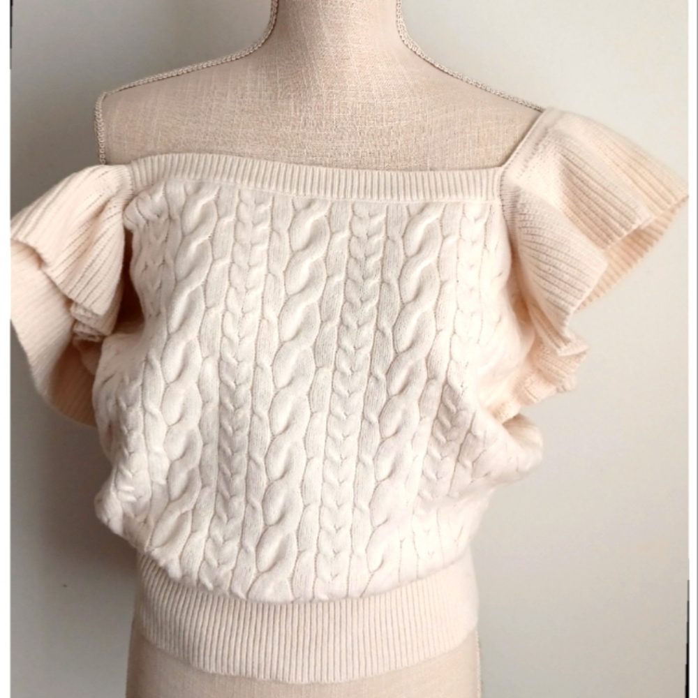 NWT* CREAM SWEATER RUFFLES!